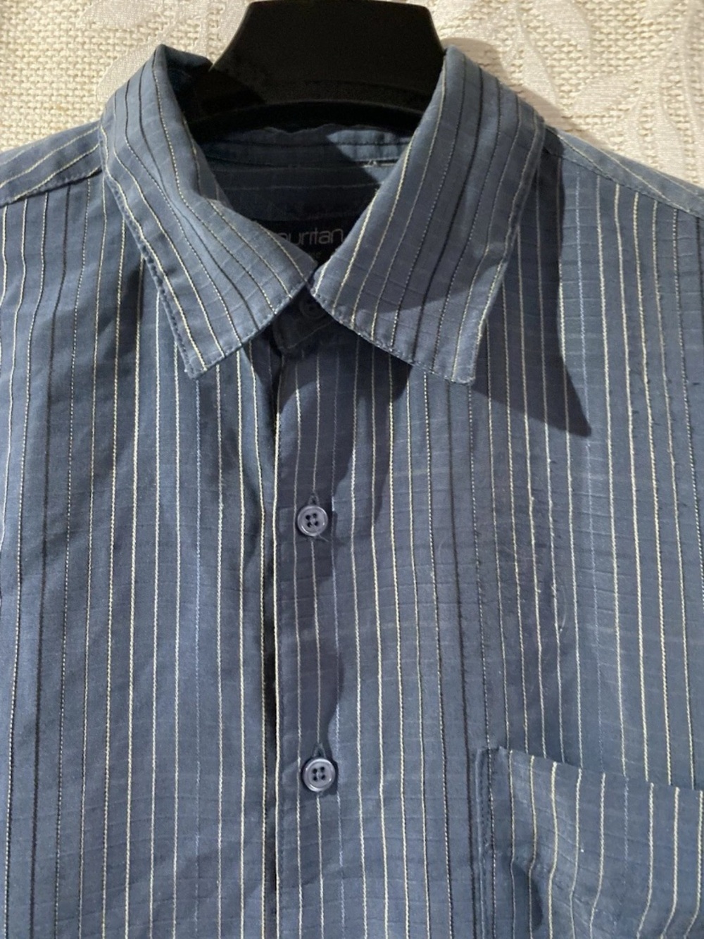 Puritan Blue Short-Sleeve Vertical Stripe Button-Down Shirt - Picture 2 of 5